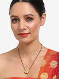 Gold-Polished Black Beaded Kundan Mangalsutra - Ruby Raang
