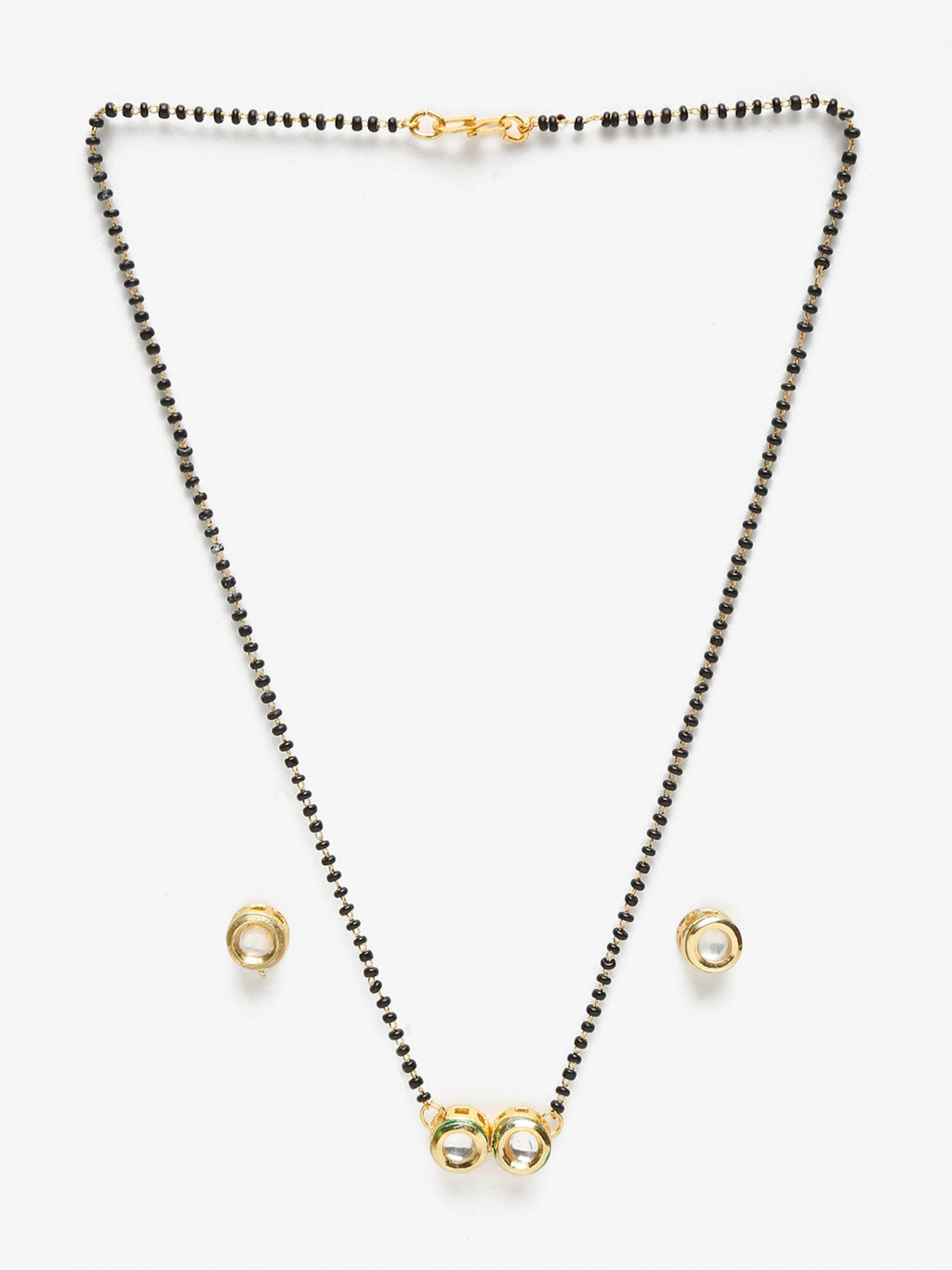 Black Gold-Toned Kundan Mangalsutra With Studs - Ruby Raang
