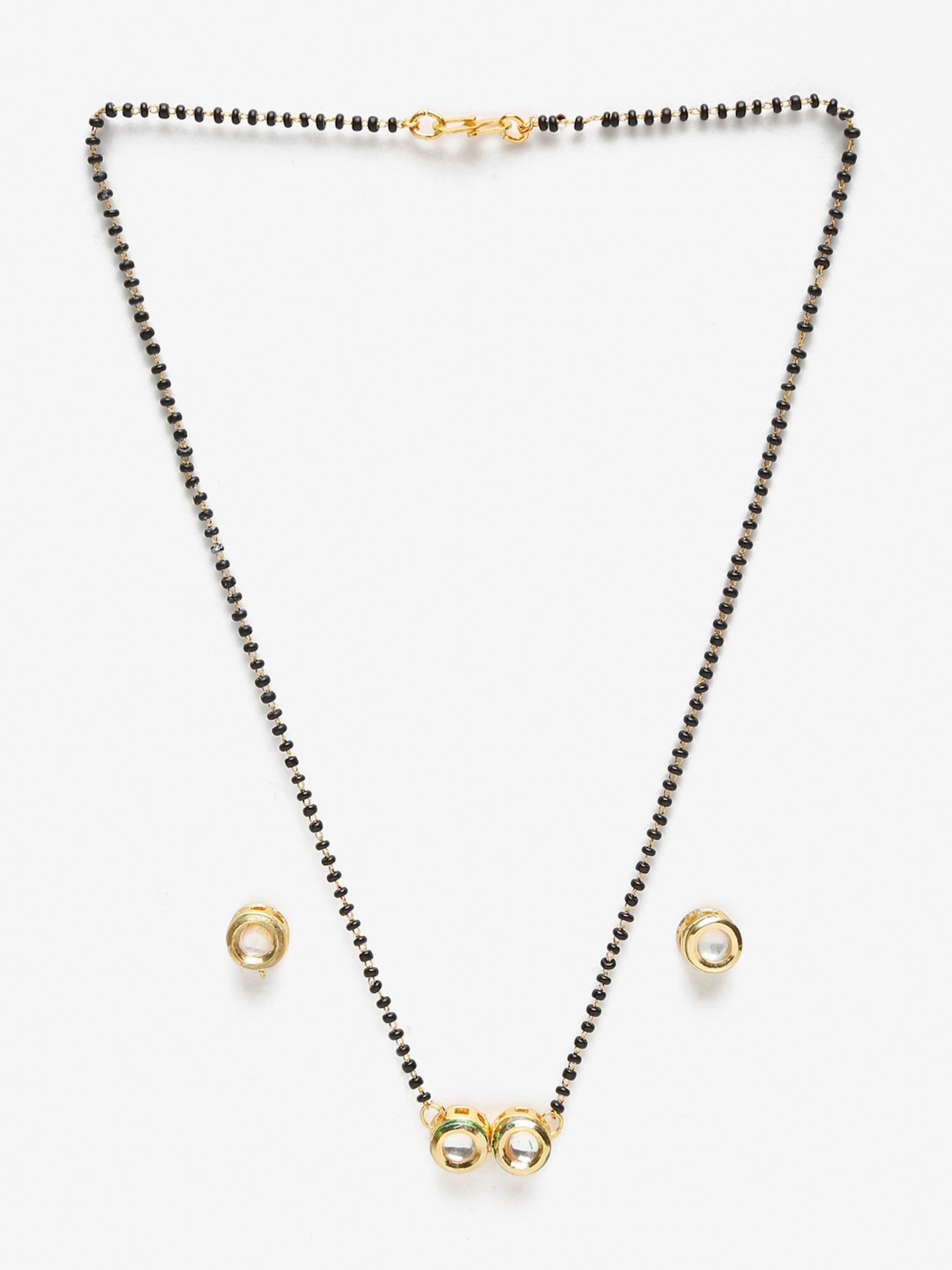 Black Gold-Toned Kundan Mangalsutra With Studs - Ruby Raang