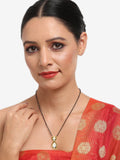 Black Gold-Toned Beads Kundan Studded Mangalsutra - Ruby Raang
