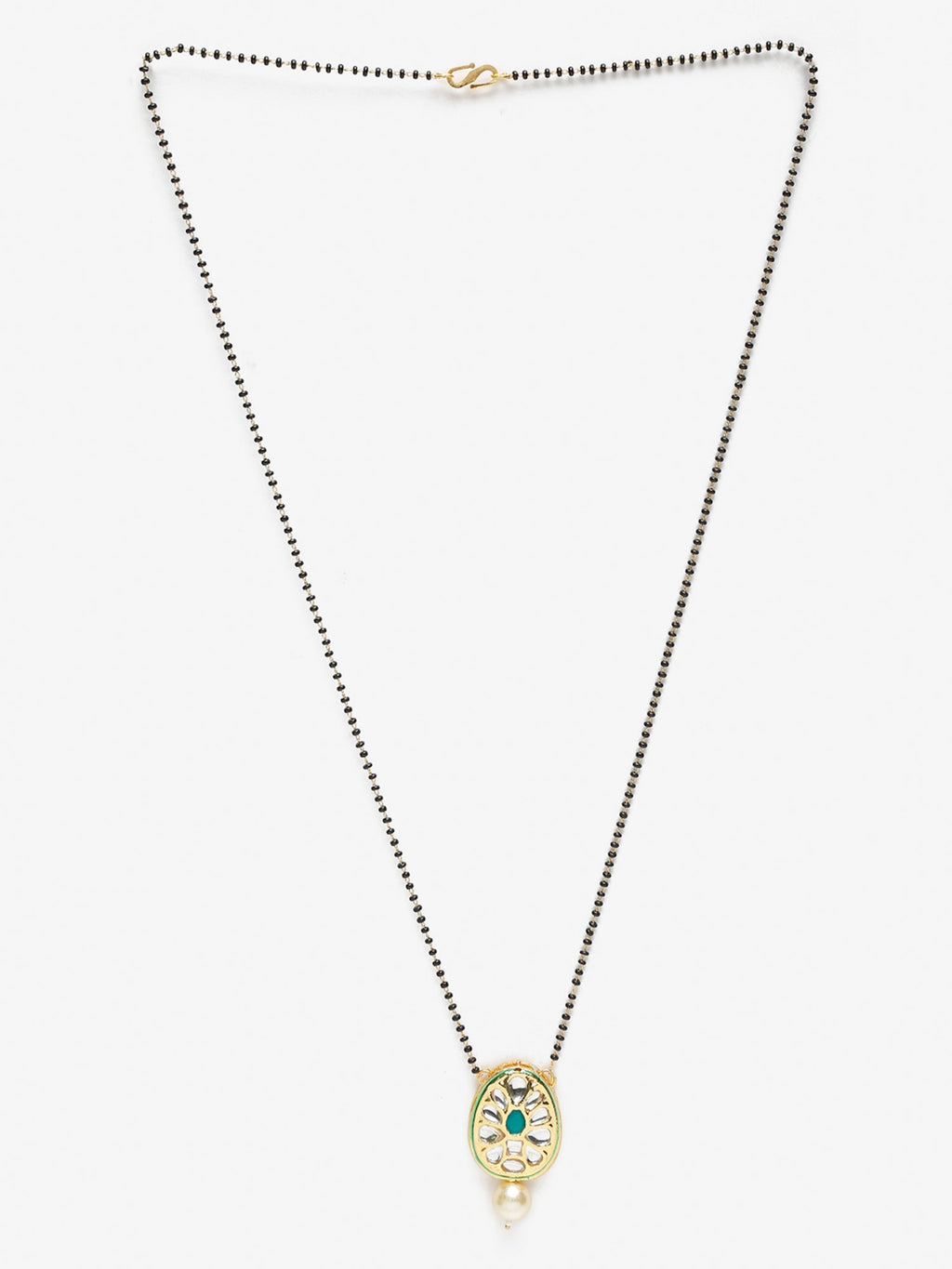 Black Gold-Polished Kundan Mangalsutra - Ruby Raang