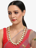 Gold-Polished Pink Kundan Pearls Studded Necklace - Ruby Raang
