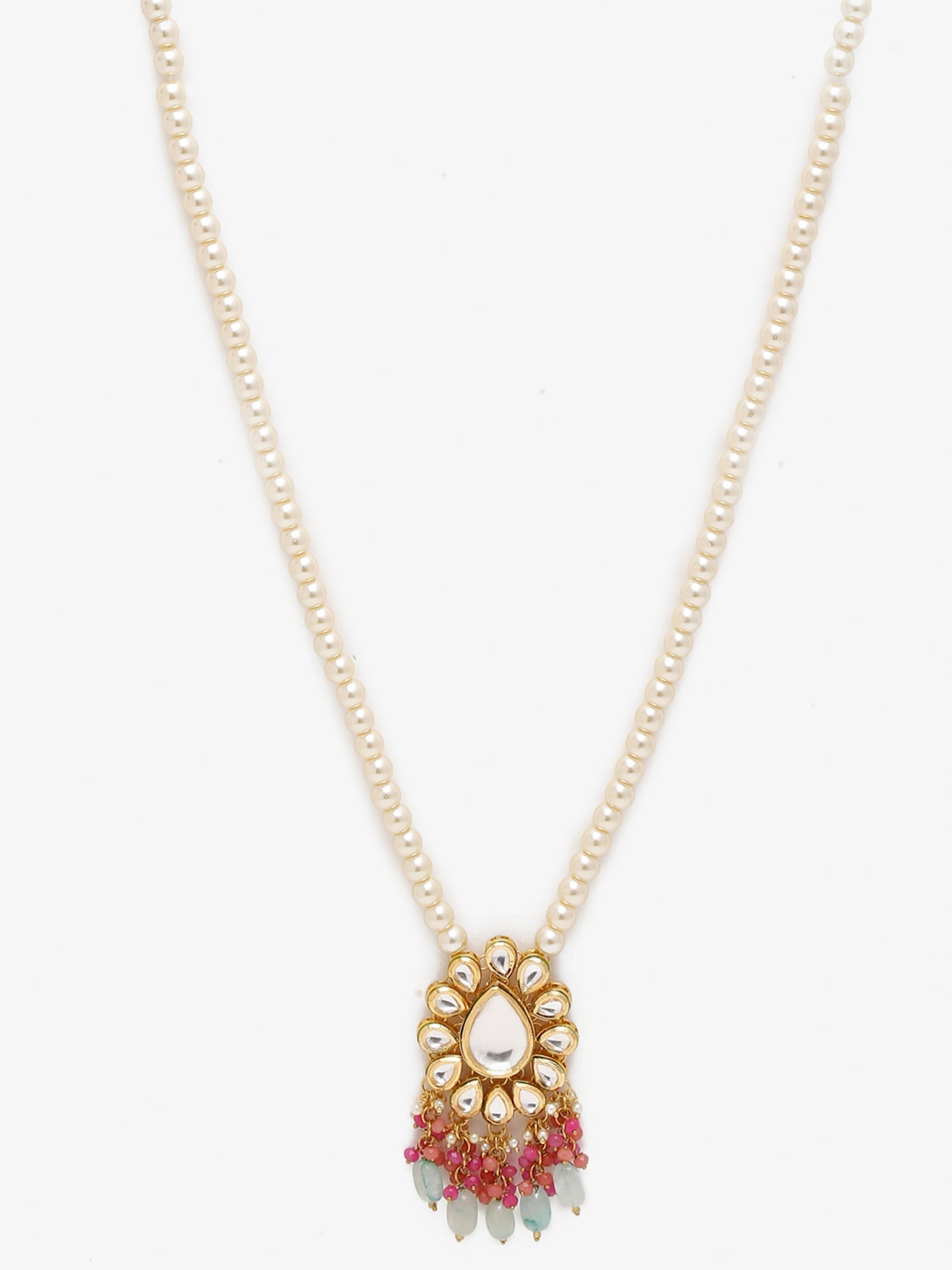 Gold-Toned Pink Gold-Polished Handcrafted Necklace - Ruby Raang
