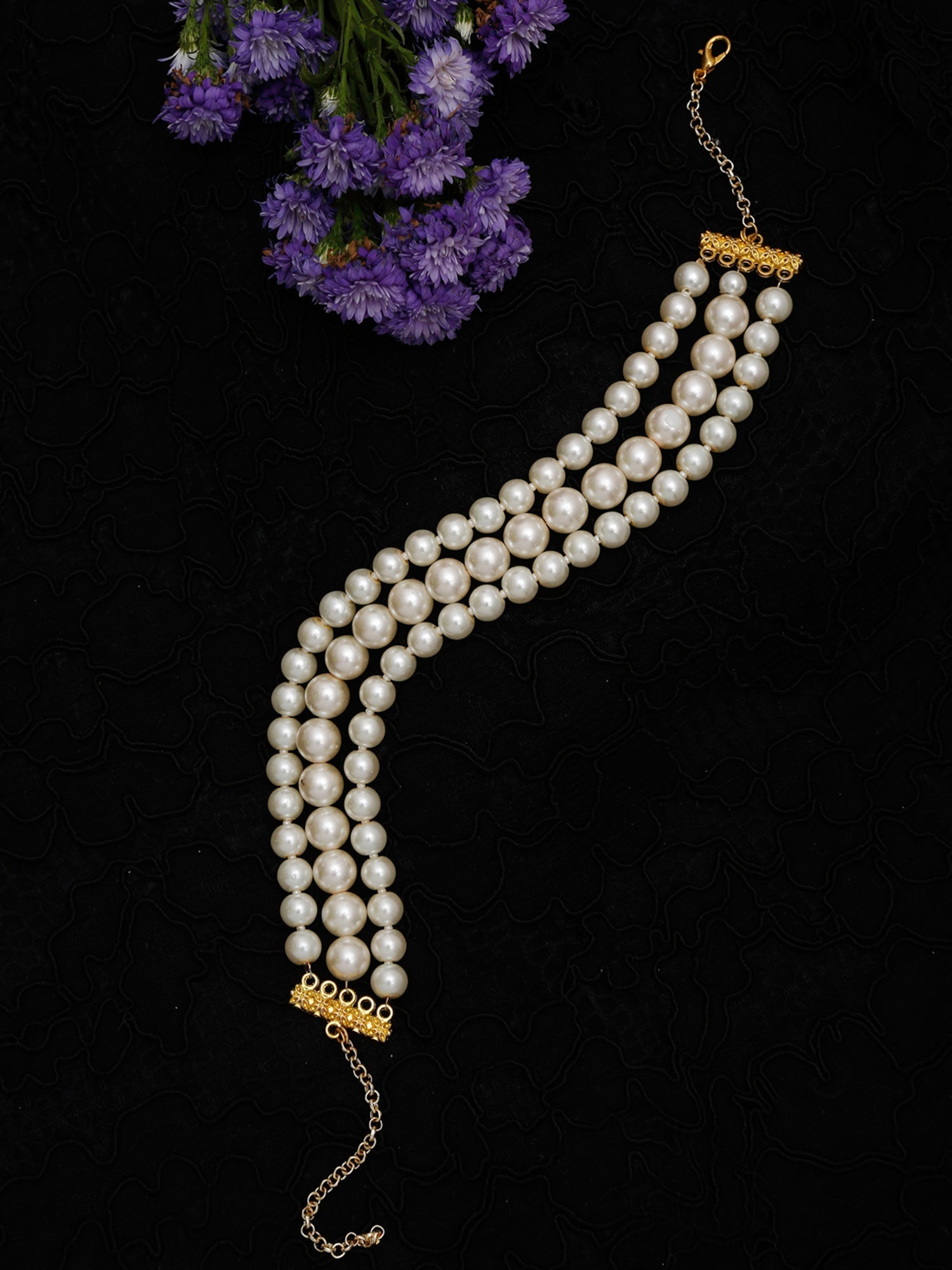 Gold-Toned White Gold-Polished Handcrafted Necklace - Ruby Raang
