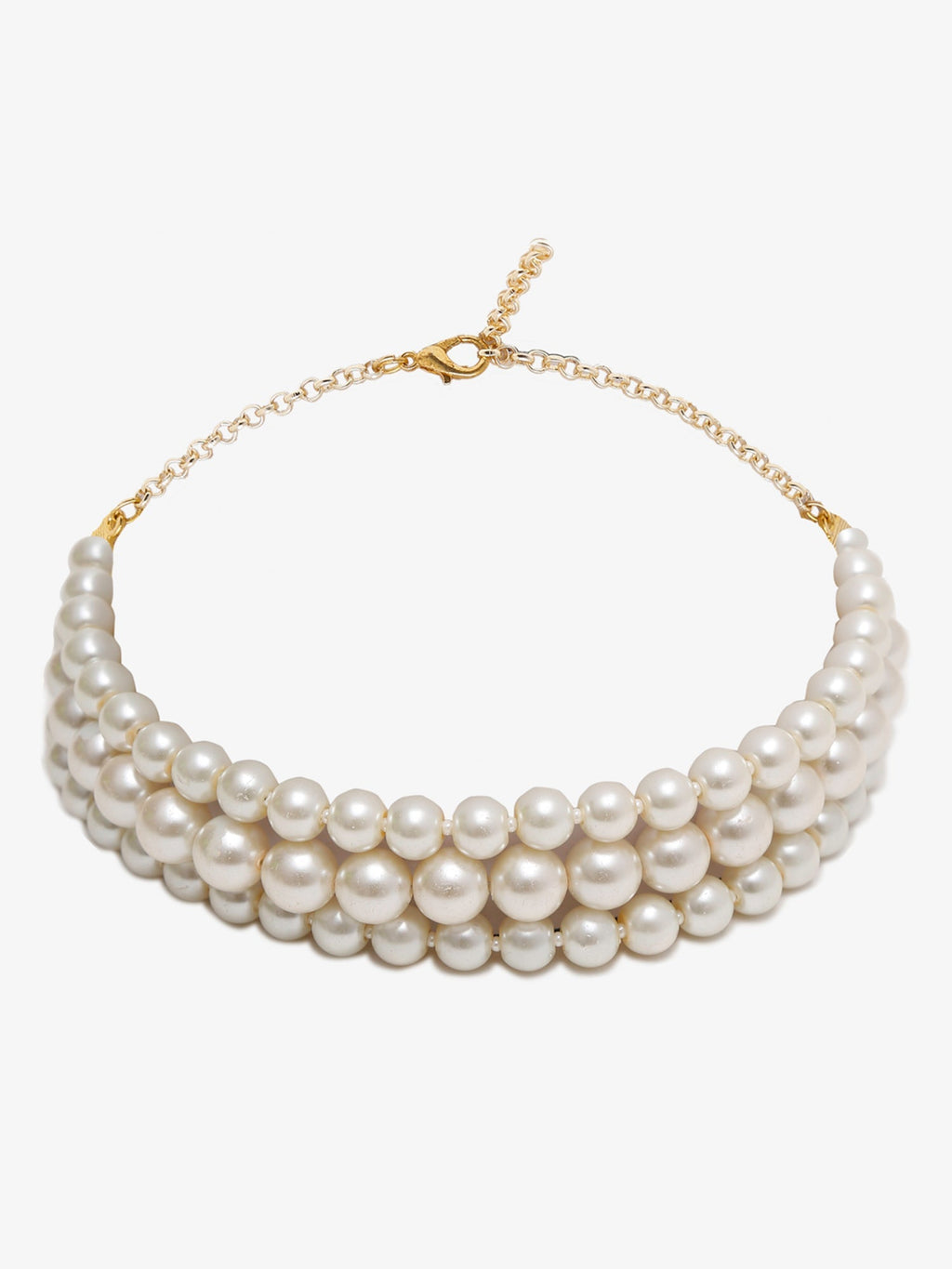 Gold-Toned White Gold-Polished Handcrafted Necklace - Ruby Raang
