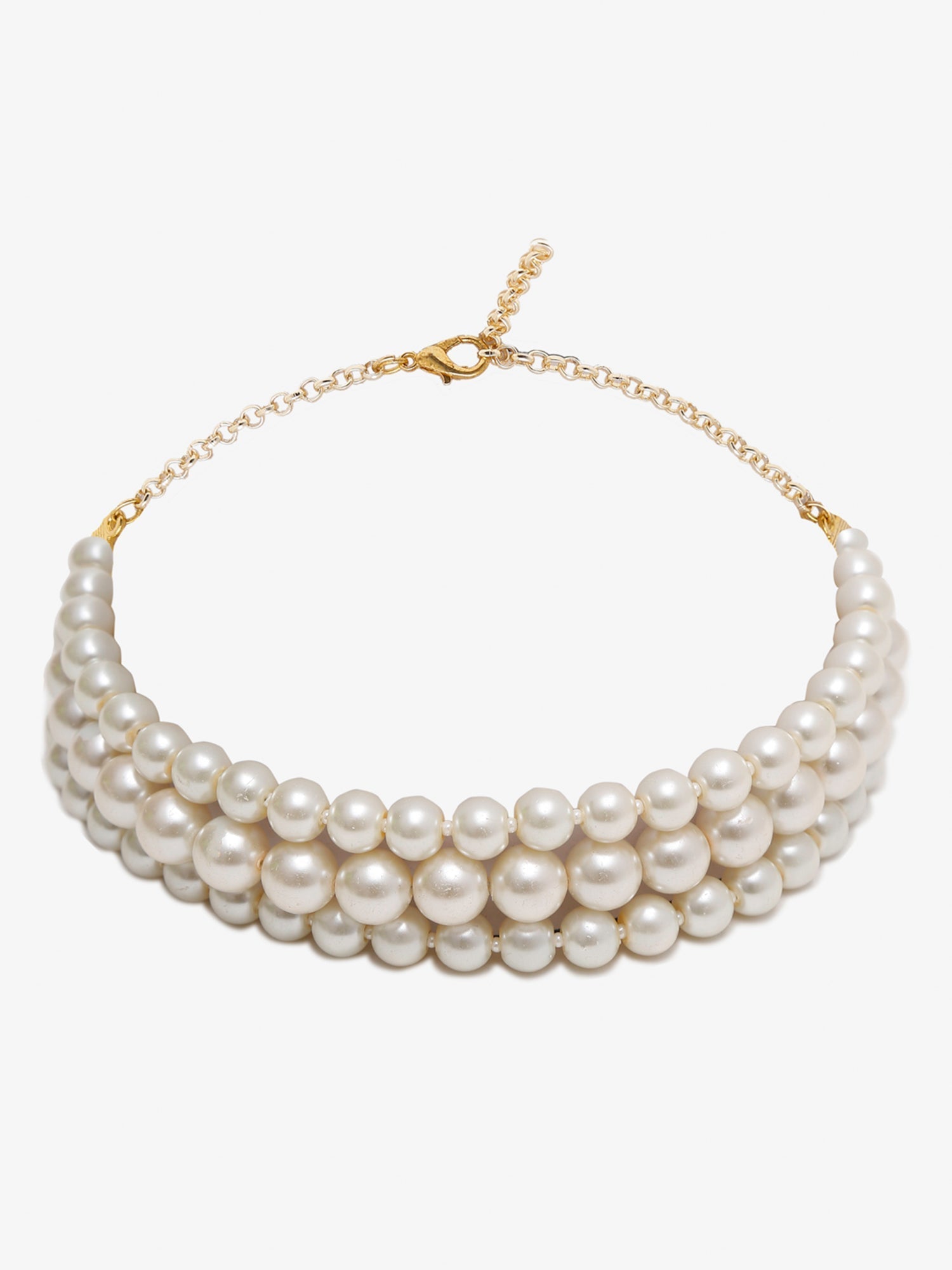 Gold-Toned White Gold-Polished Handcrafted Necklace - Ruby Raang
