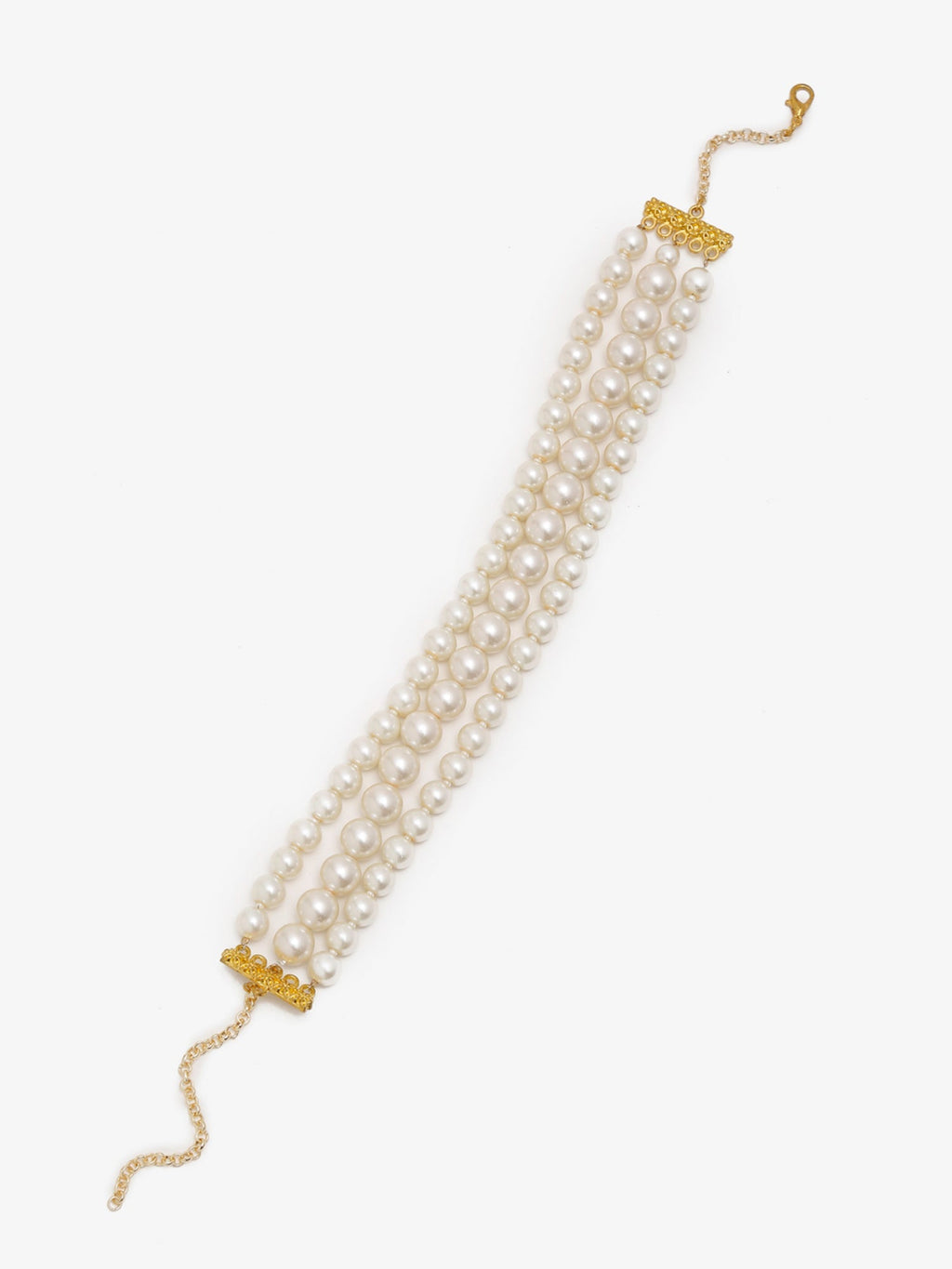 Gold-Toned White Gold-Polished Handcrafted Necklace - Ruby Raang