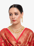 Gold-Polished White Kundan Stone Studded Jewellery Set - Ruby Raang