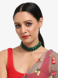 Gold-Toned Green Emerald Gold-Polished Layered Choker - Ruby Raang