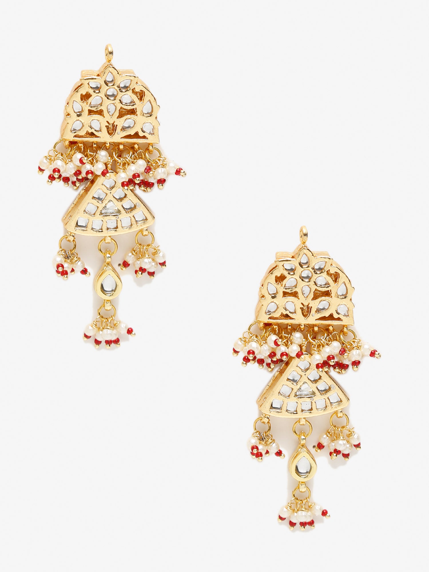 Gold-Toned Contemporary Chandbalis Earrings - Ruby Raang
