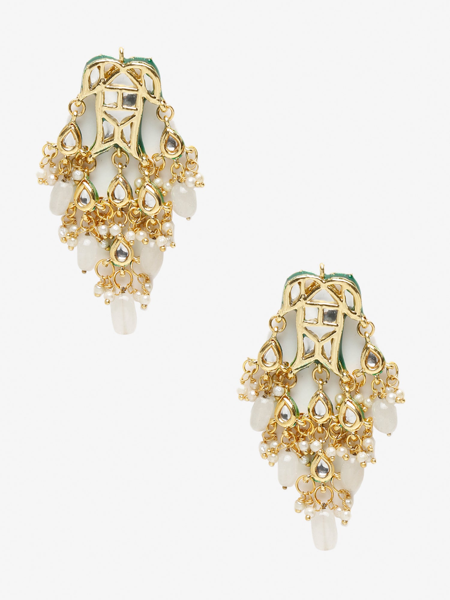 White Contemporary Drop Earrings - Ruby Raang