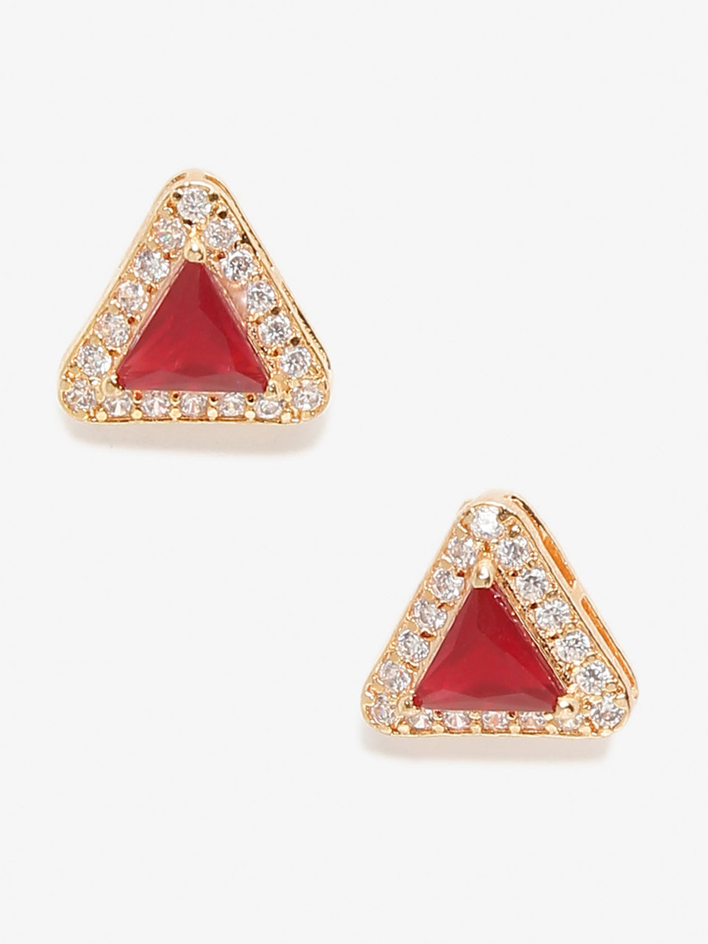 Maroon Contemporary Studs Earrings - Ruby Raang