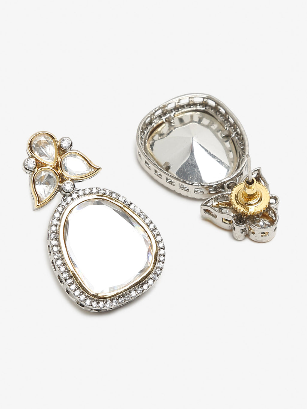Silver-Toned Contemporary Studs Earrings - Ruby Raang
