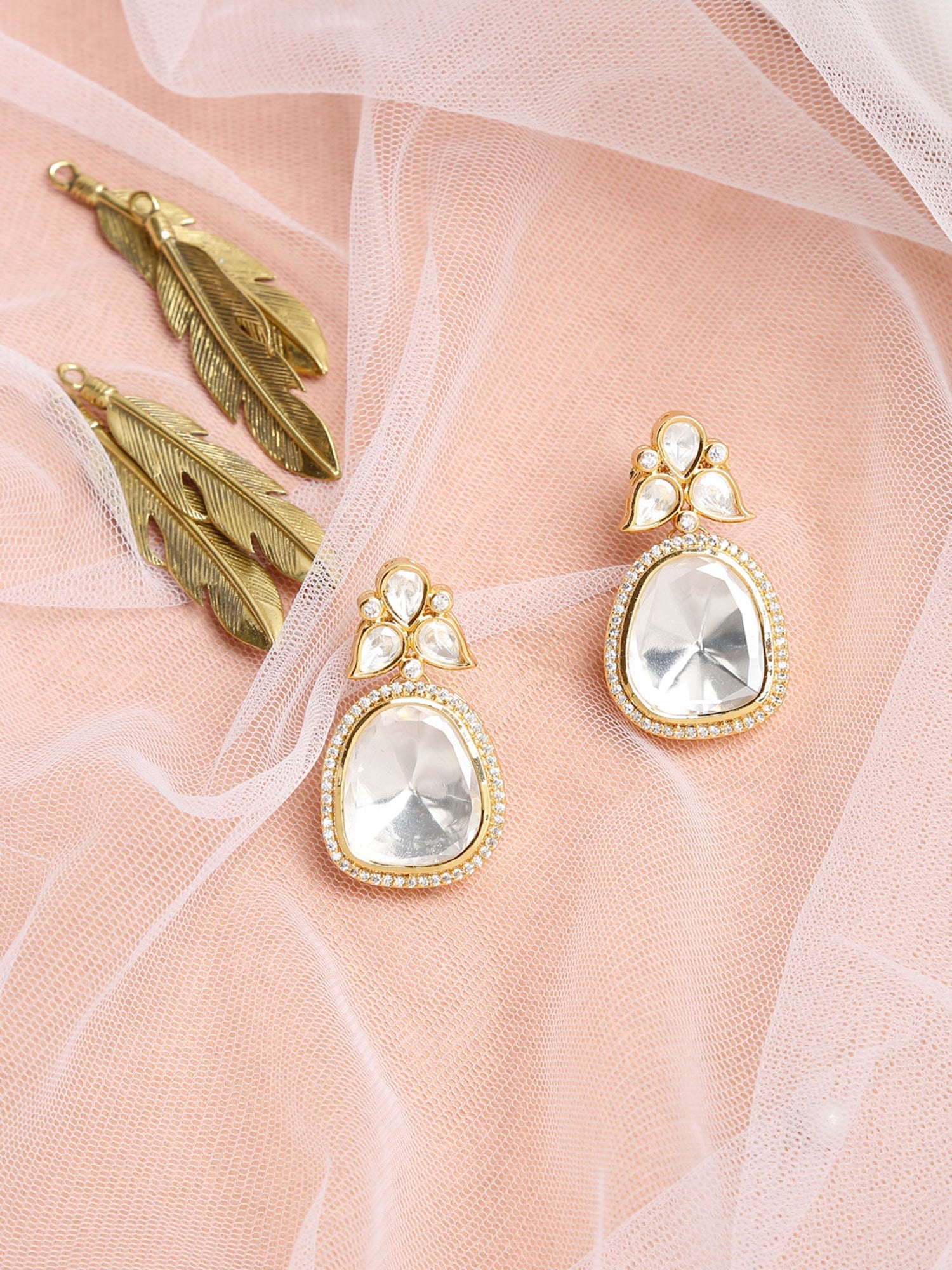 Gold-Toned Contemporary Studs Earrings - Ruby Raang