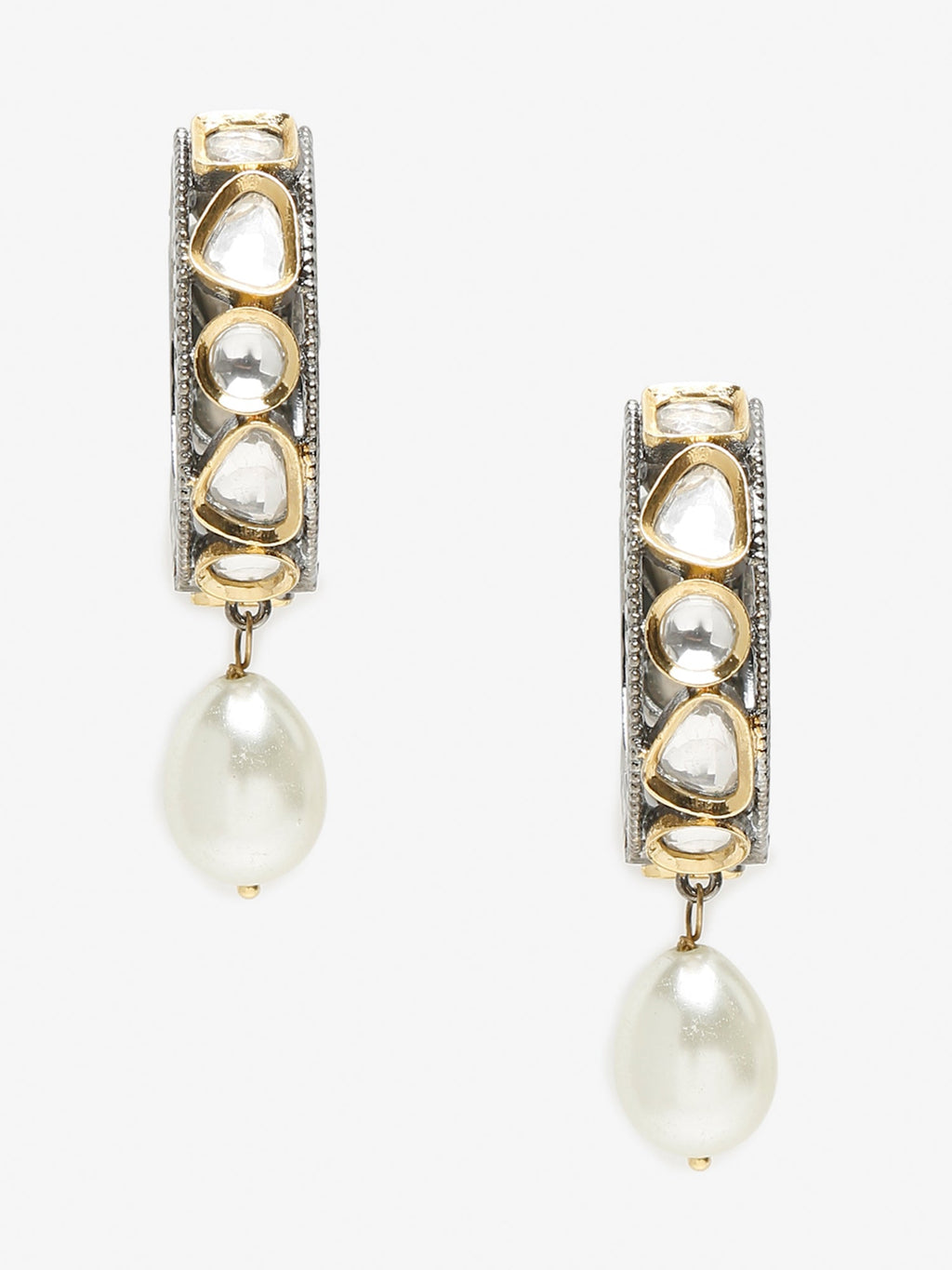 Silver-Toned White Circular Hoop Earrings - Ruby Raang