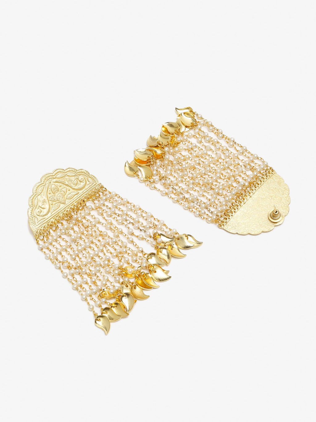 Gold-Toned White Contemporary Jhumkas Earrings - Ruby Raang