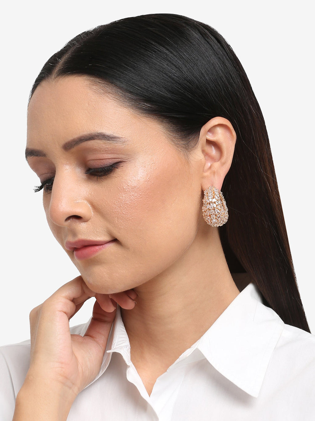 Rose Gold Contemporary Hoop Earrings - Ruby Raang