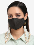 White Gold-Toned Beaded Mask Chain - Ruby Raang