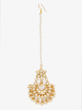 Gold-Polished Kundan Maang Tikka - Ruby Raang