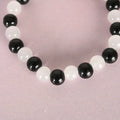 NVR Men & Women White Marble Crystal Beaded Elasticated Bracelet