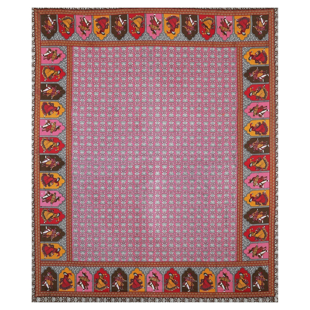 Rudra Bazaar Multicolour 210 TC Cotton Double King Bedsheet With 2 Pillow Covers