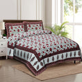 Rudra Bazaar Multicolour 210 TC Cotton Double King Bedsheet With 2 Pillow Covers