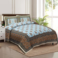 Rudra Bazaar Multicolour 210 TC Cotton Double King Bedsheet With 2 Pillow Covers