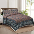 Rudra Bazaar Multicolour 210 TC Cotton Double King Bedsheet With 2 Pillow Covers