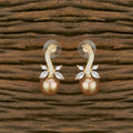 Joban Fashion Women Brass Golden White Ad Earrings
