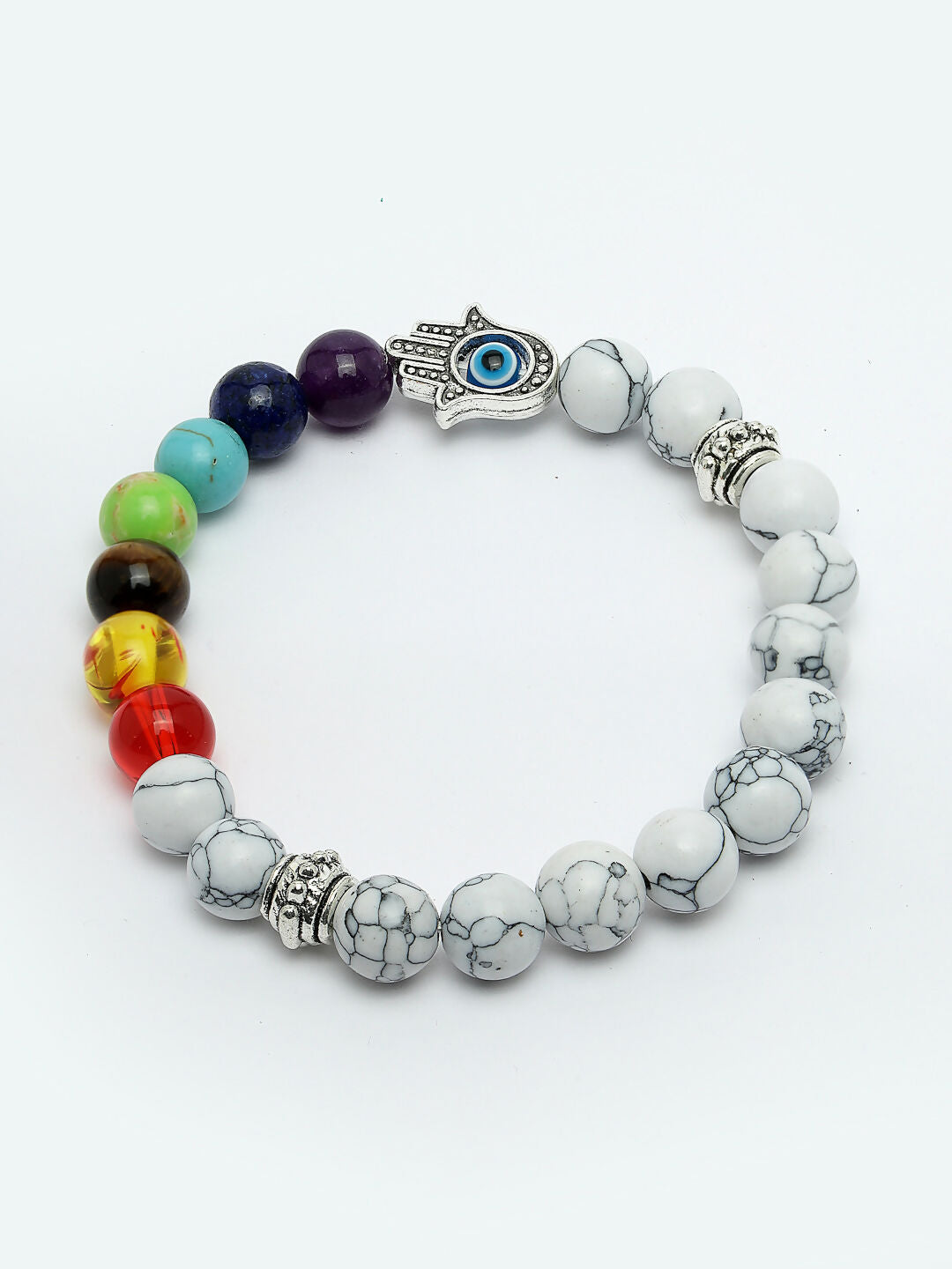 NVR Men & Women Multi Colour Marbel Crystal Elasticated Bracelet