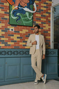 Saville Beige Curve Blazer Set – 4-Way Stretch Wedding & Party Suit For Men by Hilo Design