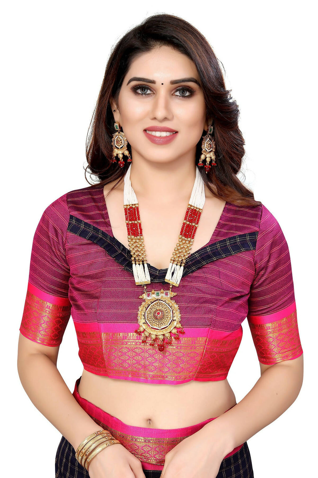 Vamika Weaving Navy Cotton Silk Saree