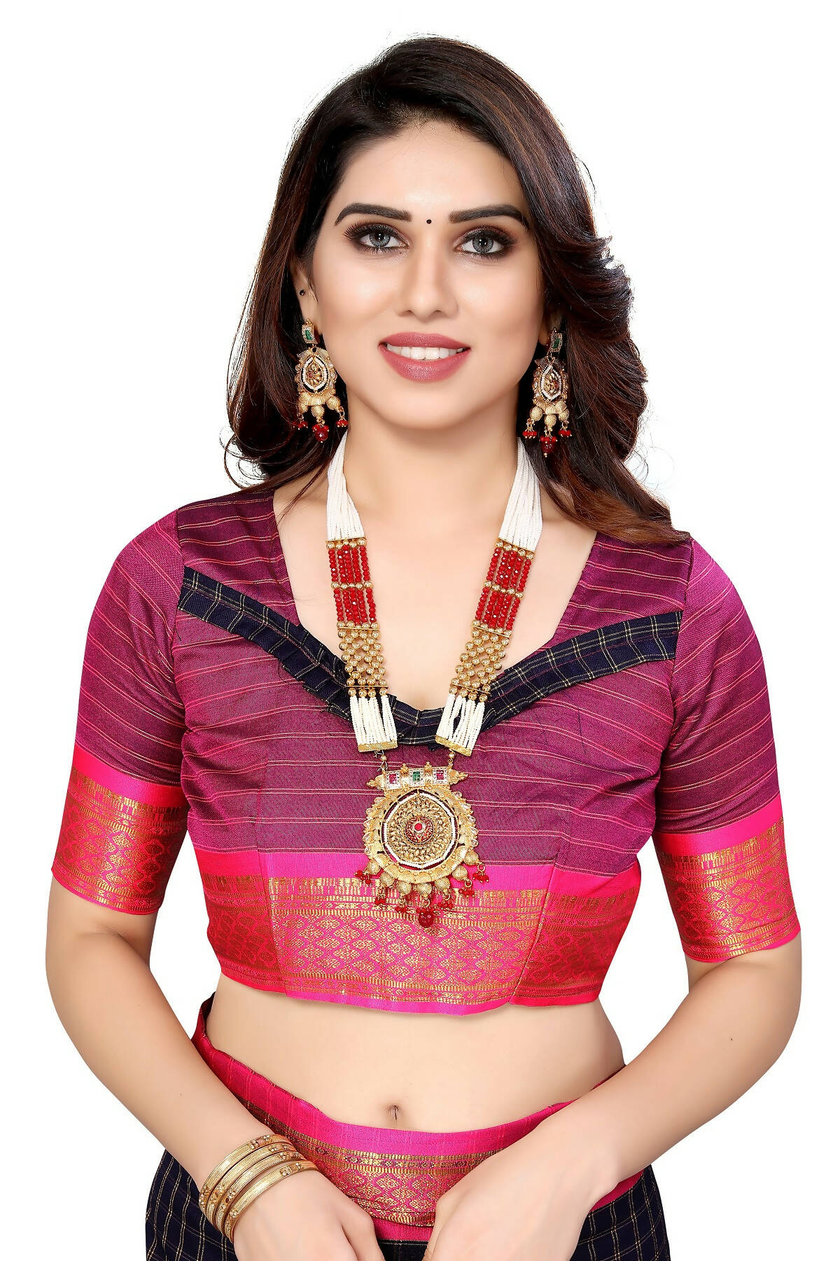 Vamika Weaving Navy Cotton Silk Saree