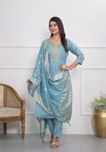 Lavender Viscose Silk Embroidery with Thread and sequence Stitched Suit With Dupatta - Tanisha