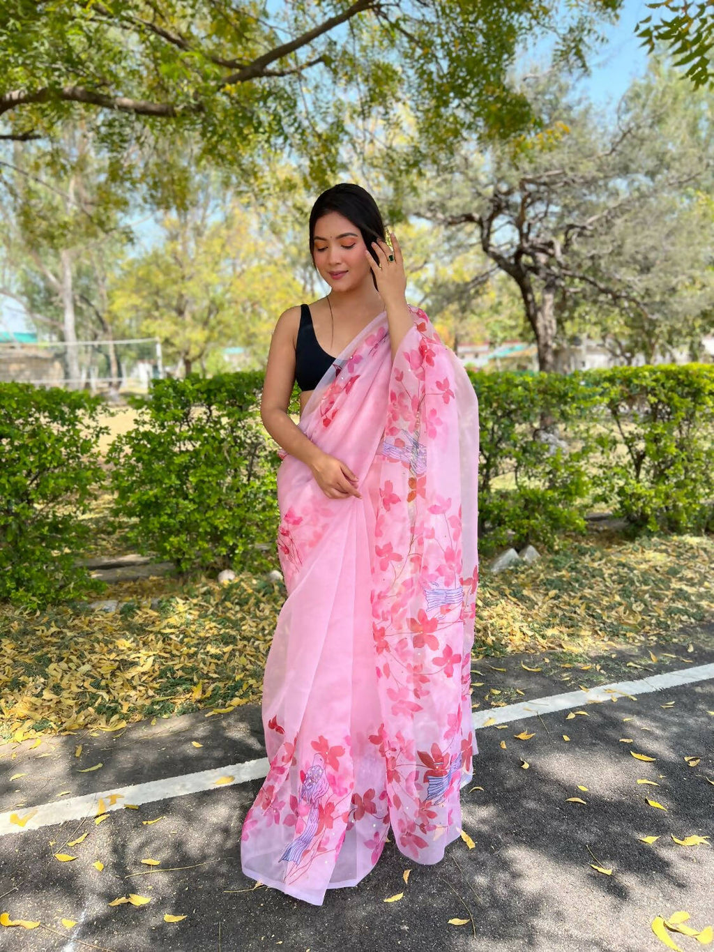 Vamsee Pink Organza Saree