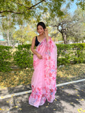 Vamsee Pink Organza Saree