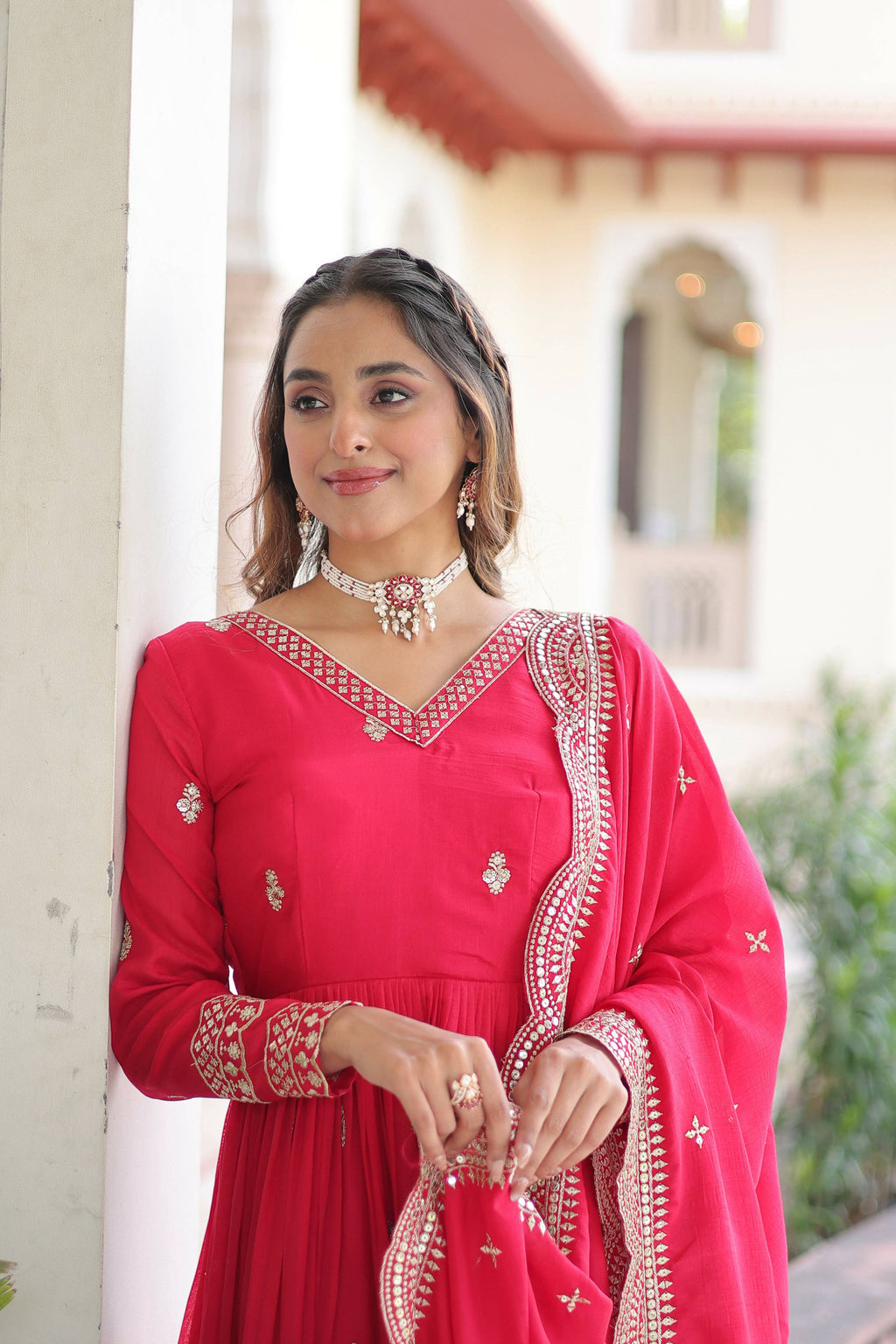 Joban Fashion Pink Readymade Kurta Set With Sequence embroidery Work