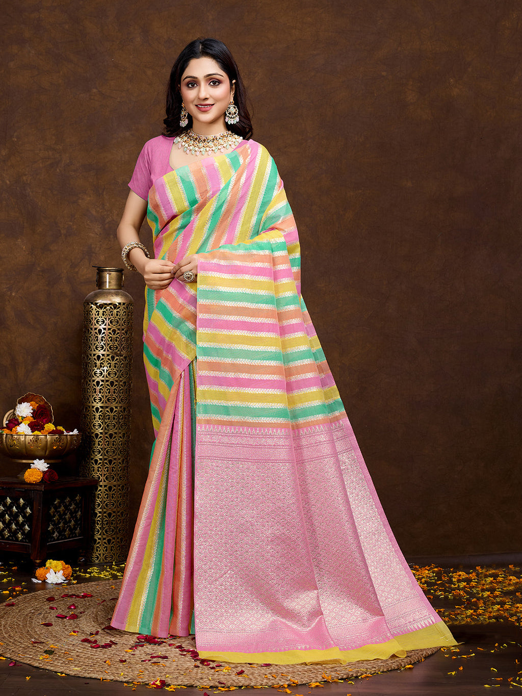 Vedant Vastram Jacquard Work Fancy Bollywood Saree - Pink