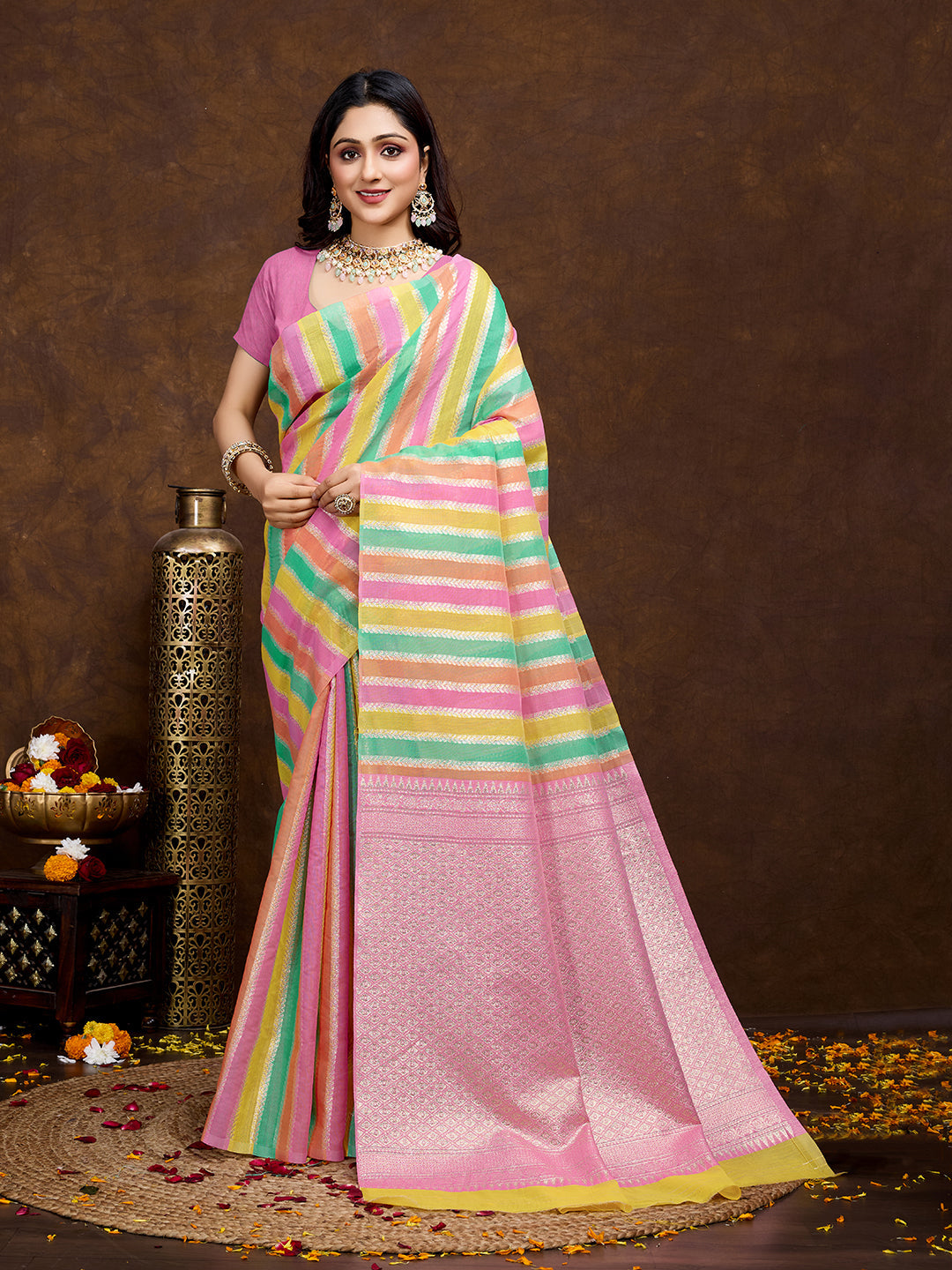 Vedant Vastram Jacquard Work Fancy Bollywood Saree - Pink