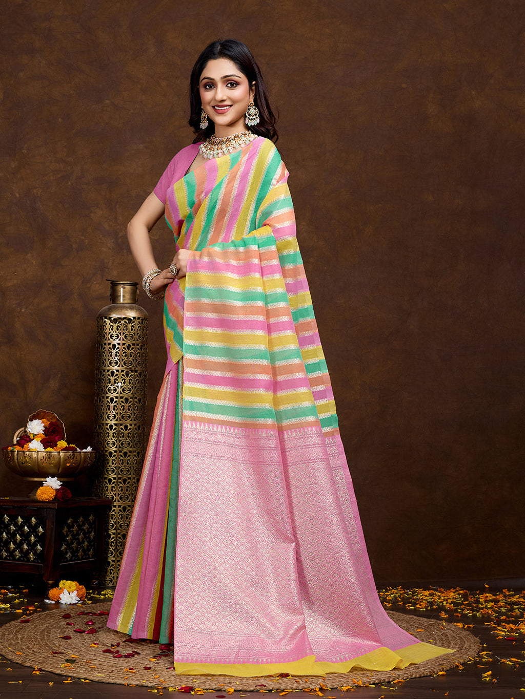 Vedant Vastram Jacquard Work Fancy Bollywood Saree - Pink