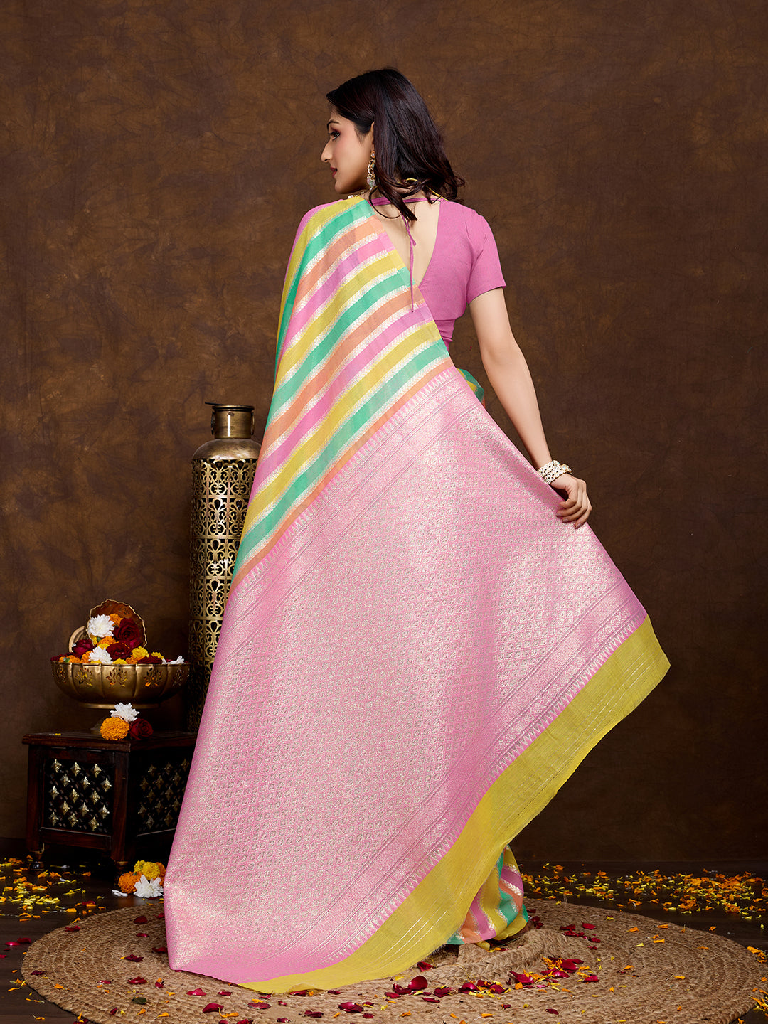 Vedant Vastram Jacquard Work Fancy Bollywood Saree - Pink