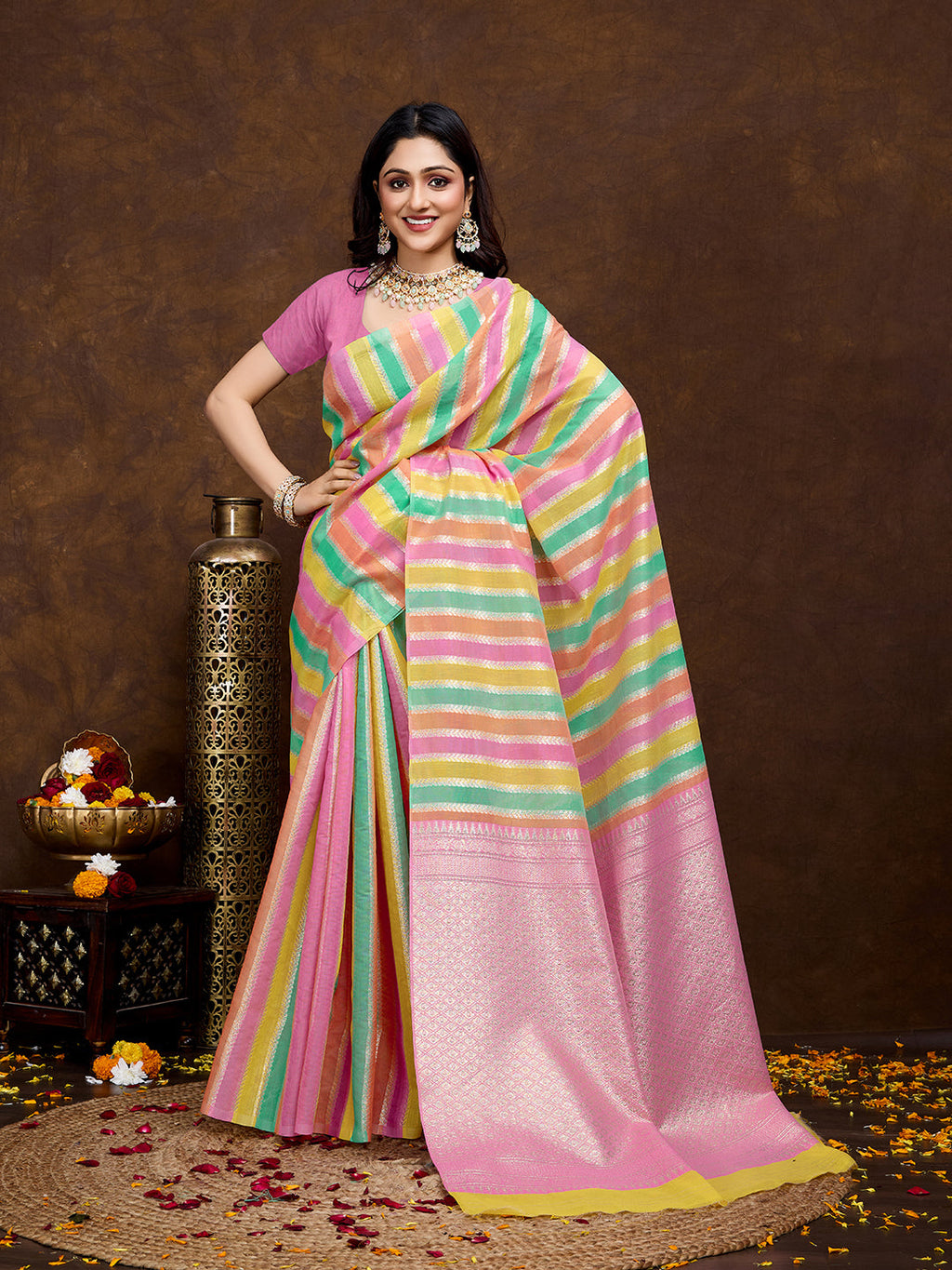 Vedant Vastram Jacquard Work Fancy Bollywood Saree - Pink