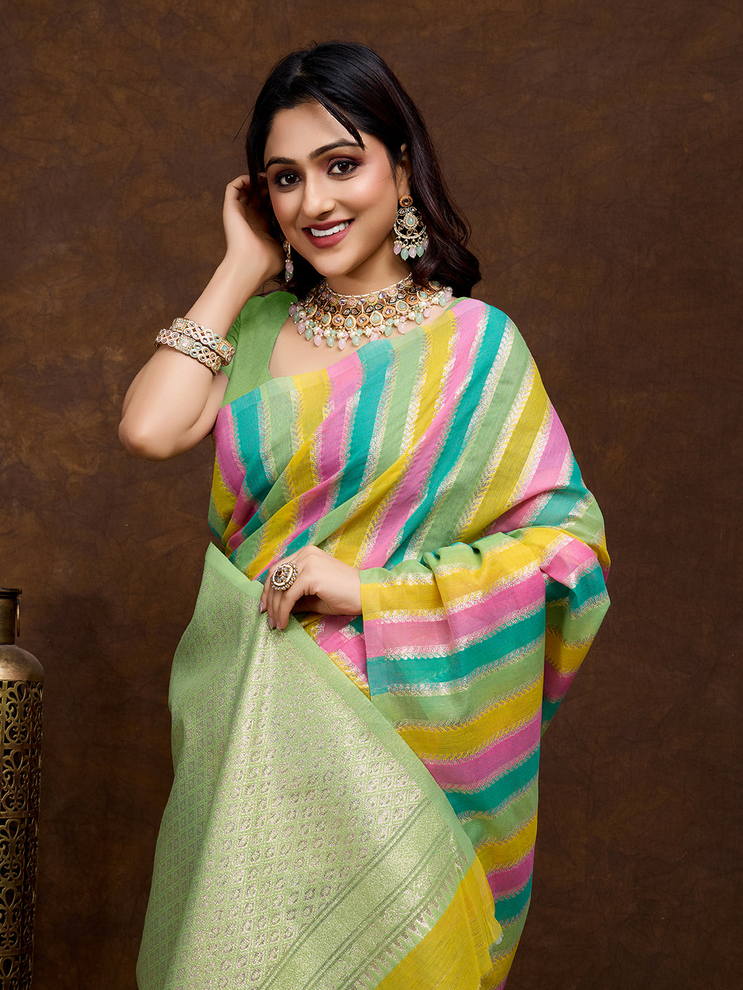 Vedant Vastram Jacquard Work Fancy Bollywood Saree - Pista