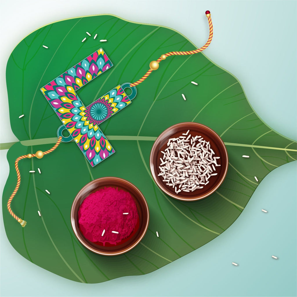 Indianvibez Alphabet F Wooden Rakhi - Kids Rakhi