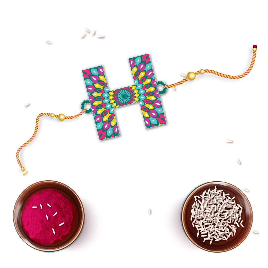 Indianvibez Alphabet H Wooden Rakhi - Kids Rakhi