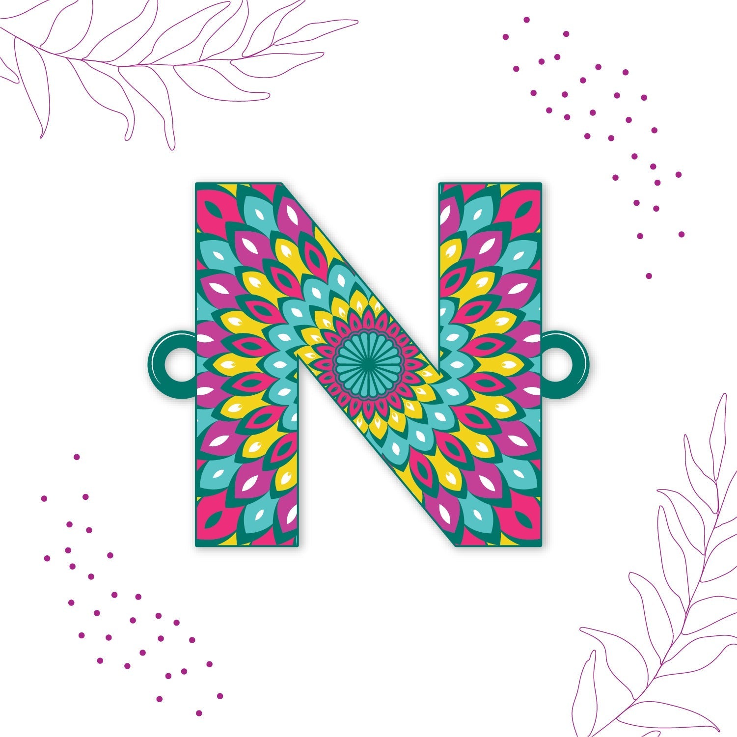 Indianvibez Alphabet N Wooden Rakhi - Kids Rakhi