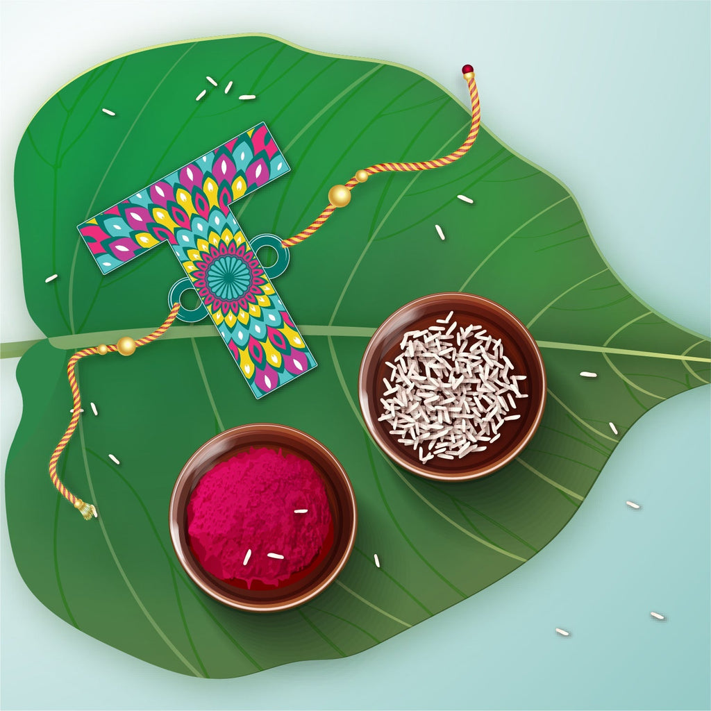 Indianvibez Alphabet T Wooden Rakhi - Kids Rakhi