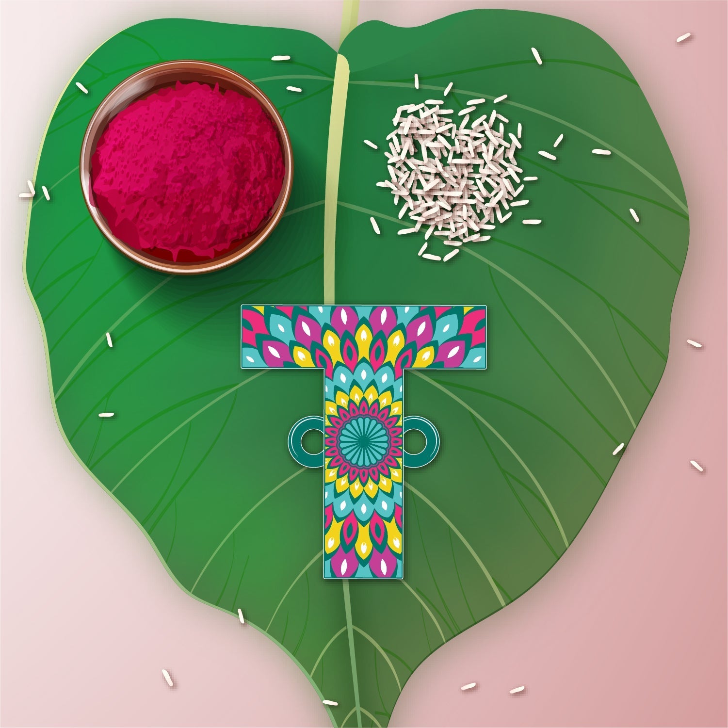 Indianvibez Alphabet T Wooden Rakhi - Kids Rakhi