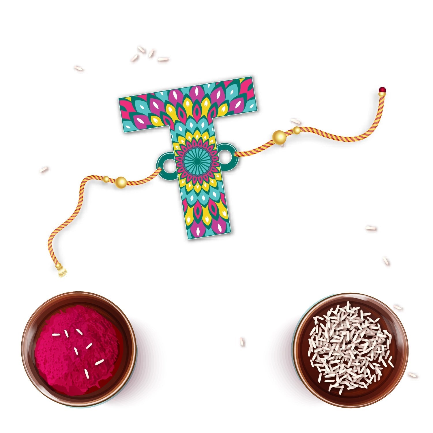 Indianvibez Alphabet T Wooden Rakhi - Kids Rakhi