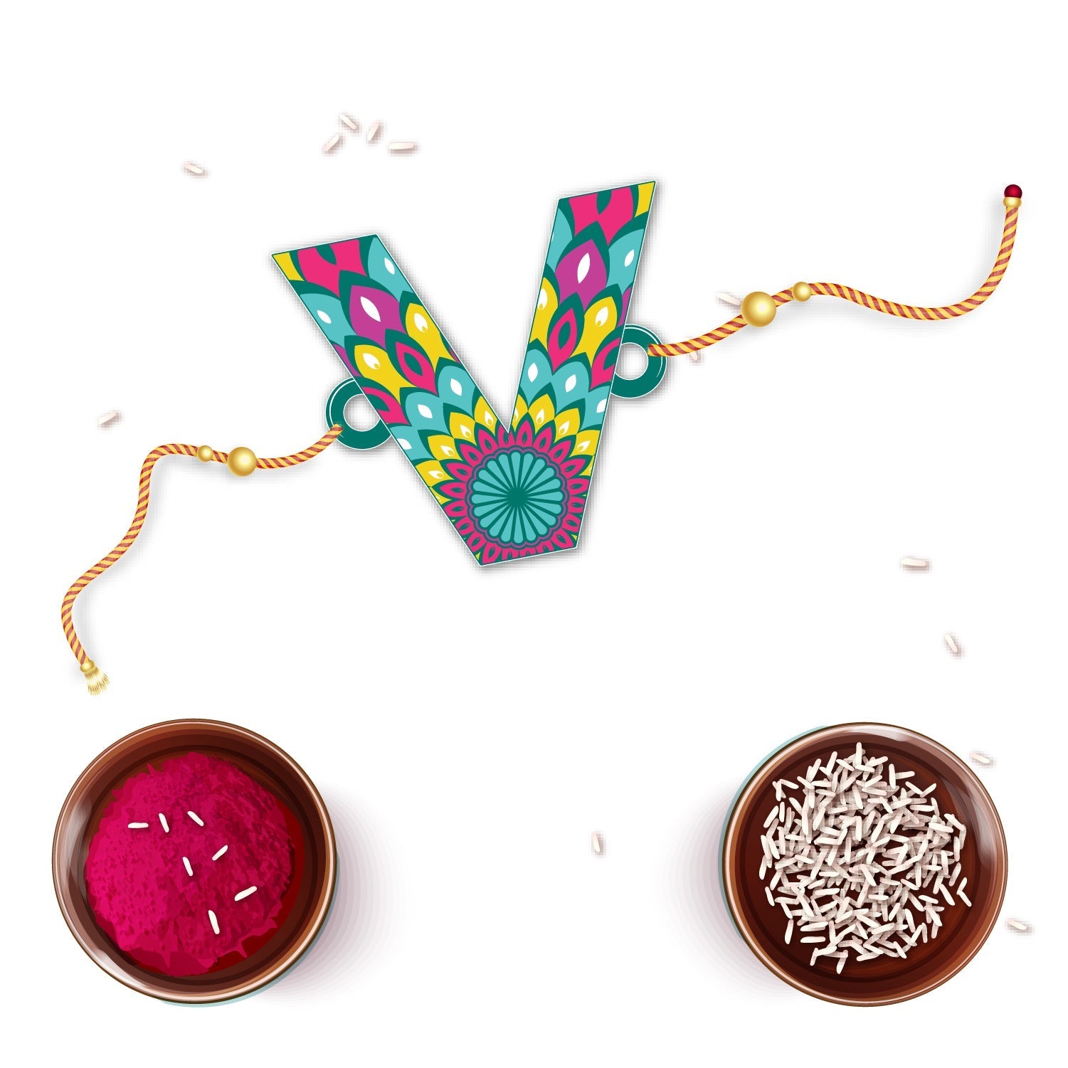 Indianvibez Alphabet V Wooden Rakhi - Kids Rakhi